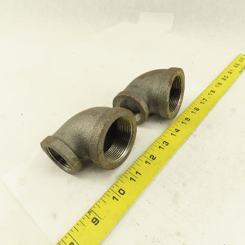 Anvil 1-1/2 to 1" NPT Skd 40 Malleable 90° Reducing Elbow Black Pipe USA Lot/2