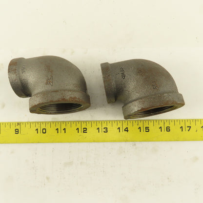 Anvil 1-1/2 to 1" NPT Skd 40 Malleable 90° Reducing Elbow Black Pipe USA Lot/2