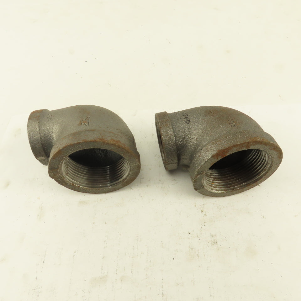 Anvil 1-1/2 to 1" NPT Skd 40 Malleable 90° Reducing Elbow Black Pipe USA Lot/2