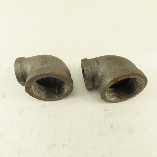 Anvil 1-1/2 to 1" NPT Skd 40 Malleable 90° Reducing Elbow Black Pipe USA Lot/2