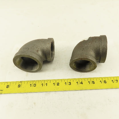 Anvil 1-1/2 to 1-1/4" NPT Skd 40 Malleable 90° Reducing Elbow Black Pipe Lot/2