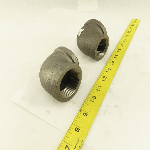 Anvil 1-1/2 to 1-1/4" NPT Skd 40 Malleable 90° Reducing Elbow Black Pipe Lot/2