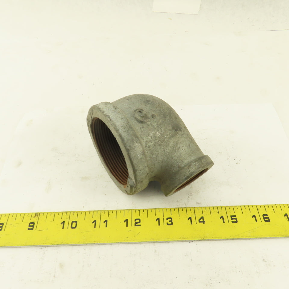 2" to 1" NPT 90° Reducing Elbow Galvanized Iron Pipe Schedule 40 USA