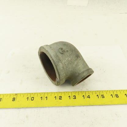 2" to 1" NPT 90° Reducing Elbow Galvanized Iron Pipe Schedule 40 USA