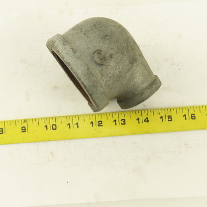 2" to 1" NPT 90° Reducing Elbow Galvanized Iron Pipe Schedule 40 USA
