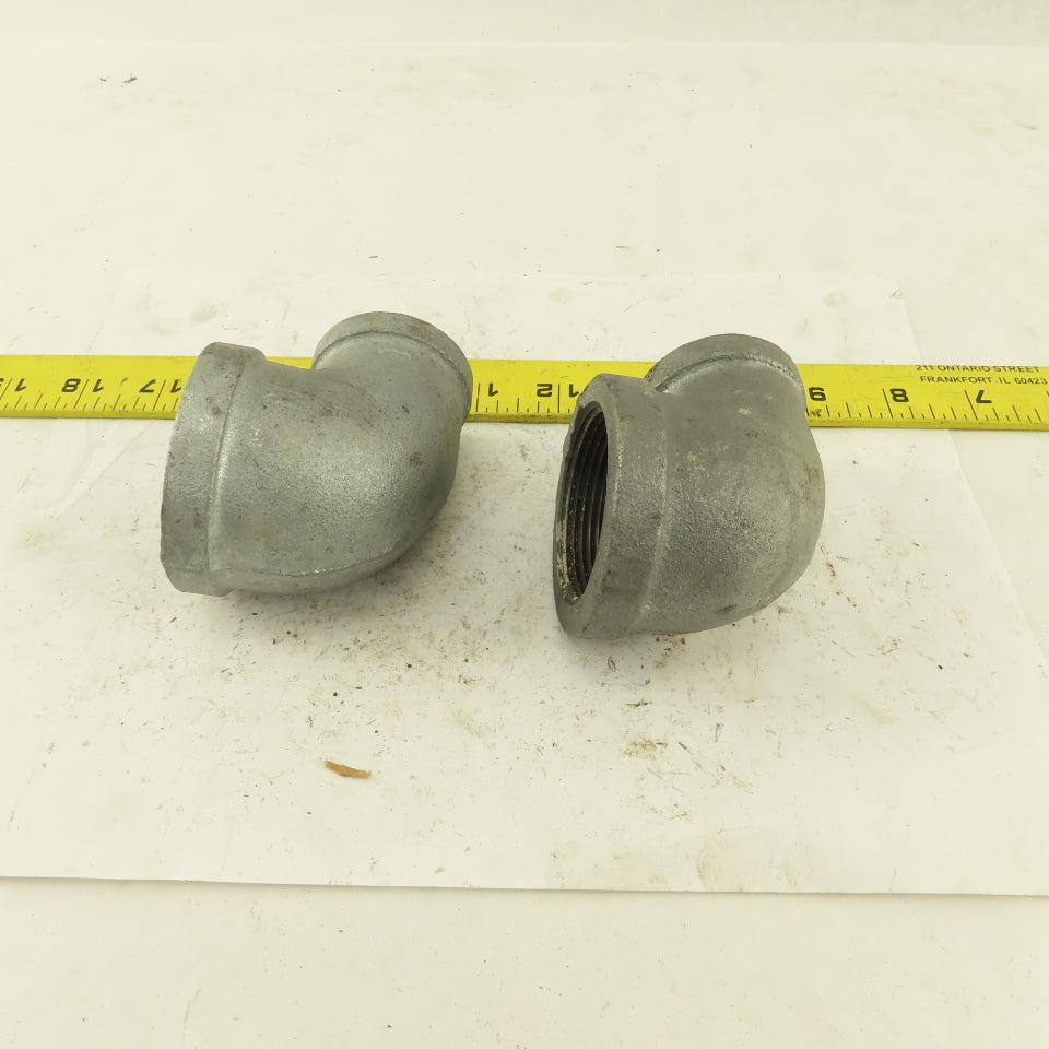 Anvil 1-1/2" to 1" NPT 90° Reducing Elbow Galvanized Iron Pipe Schedule 40 Lot/2