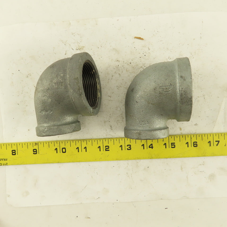 Anvil 1-1/2" to 1" NPT 90° Reducing Elbow Galvanized Iron Pipe Schedule 40 Lot/2