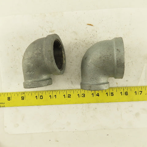 Anvil 1-1/2" to 1" NPT 90° Reducing Elbow Galvanized Iron Pipe Schedule 40 Lot/2