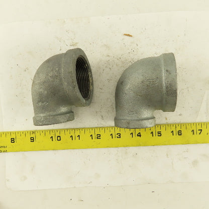 Anvil 1-1/2" to 1" NPT 90° Reducing Elbow Galvanized Iron Pipe Schedule 40 Lot/2