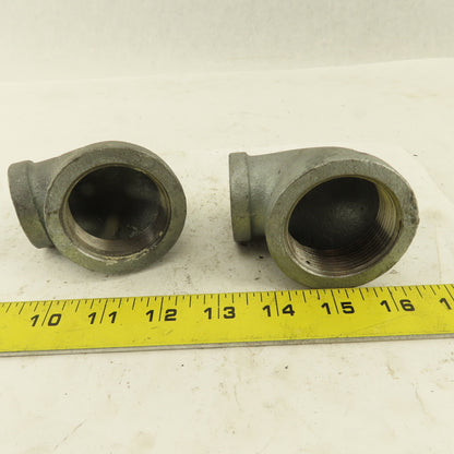 Anvil 1-1/2" to 1" NPT 90° Reducing Elbow Galvanized Iron Pipe Schedule 40 Lot/2