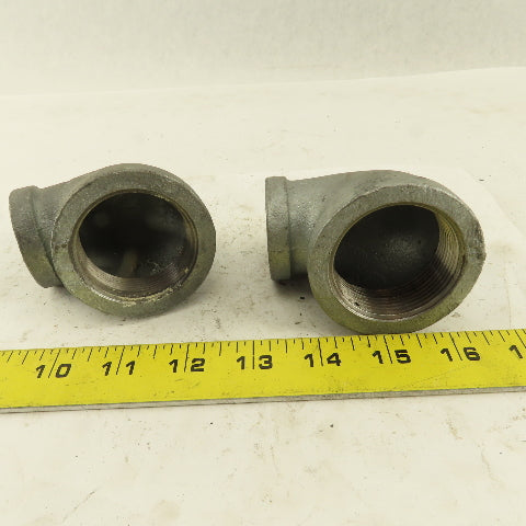 Anvil 1-1/2" to 1" NPT 90° Reducing Elbow Galvanized Iron Pipe Schedule 40 Lot/2