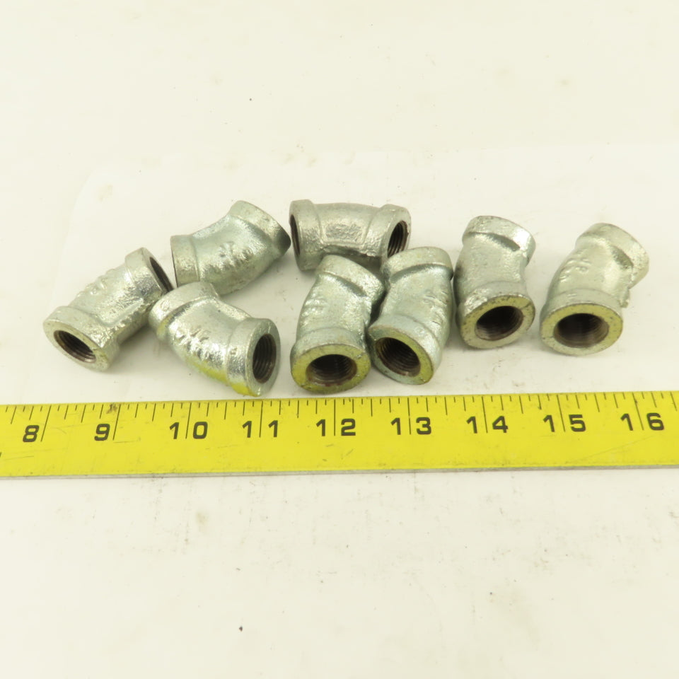 3/8" NPT 45° Elbow Galvanized Iron Pipe Schedule 40 Lot of 8