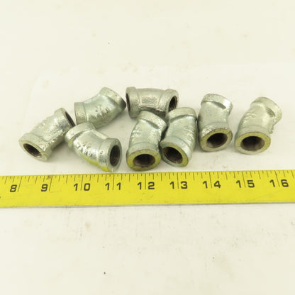 3/8" NPT 45° Elbow Galvanized Iron Pipe Schedule 40 Lot of 8