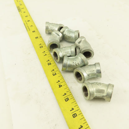 3/8" NPT 45° Elbow Galvanized Iron Pipe Schedule 40 Lot of 8
