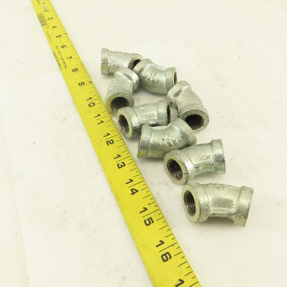 3/8" NPT 45° Elbow Galvanized Iron Pipe Schedule 40 Lot of 8