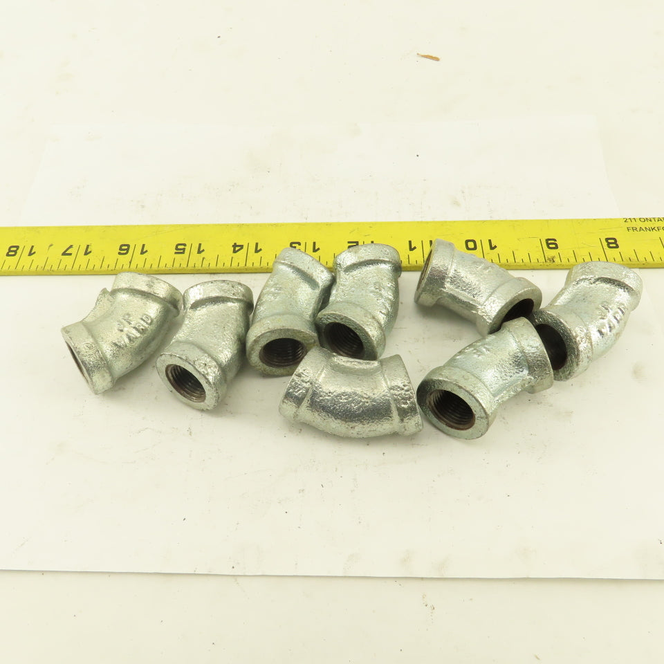 3/8" NPT 45° Elbow Galvanized Iron Pipe Schedule 40 Lot of 8