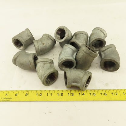 1" NPT 45° Elbow Galvanized Iron Pipe Schedule 40 Lot of 11