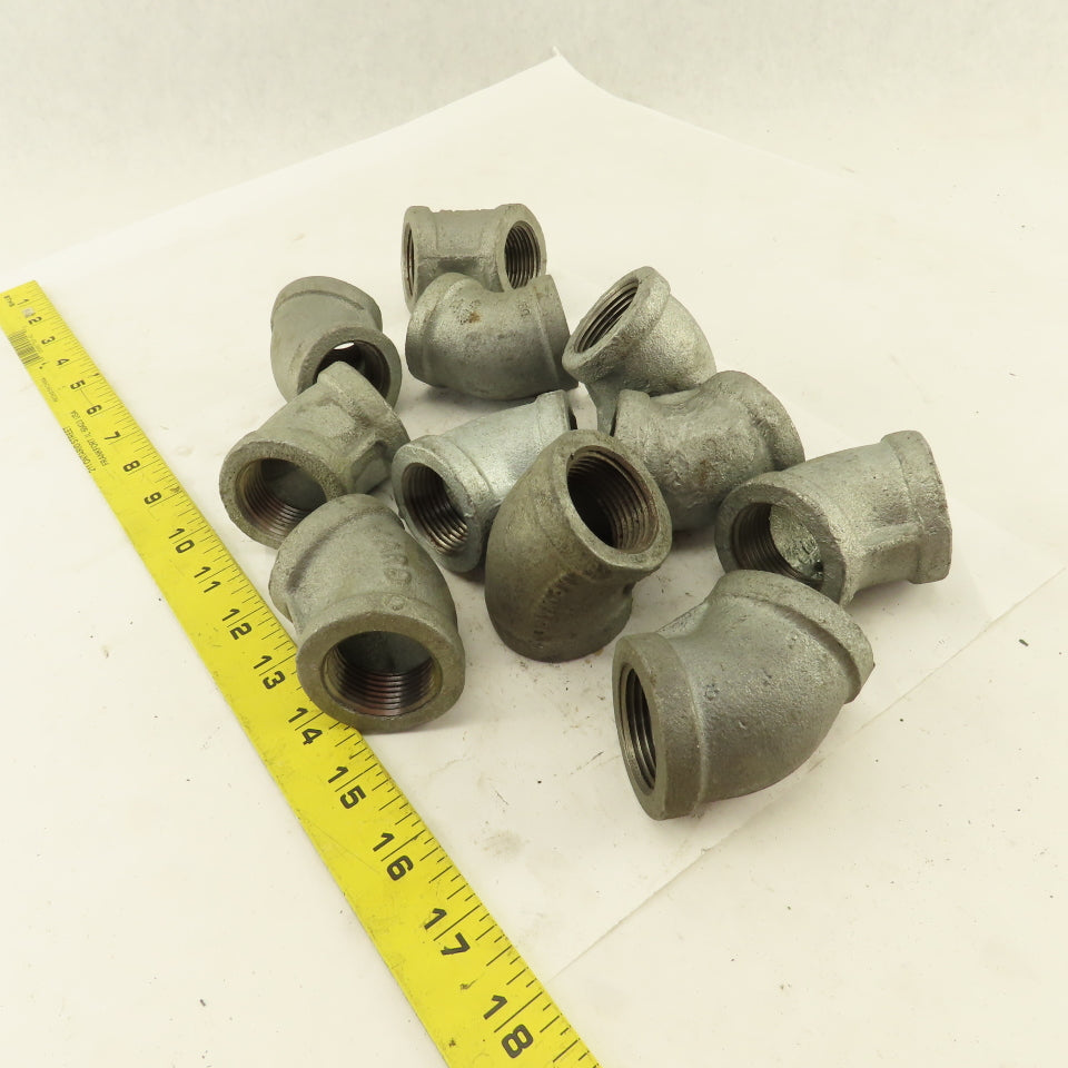 1" NPT 45° Elbow Galvanized Iron Pipe Schedule 40 Lot of 11