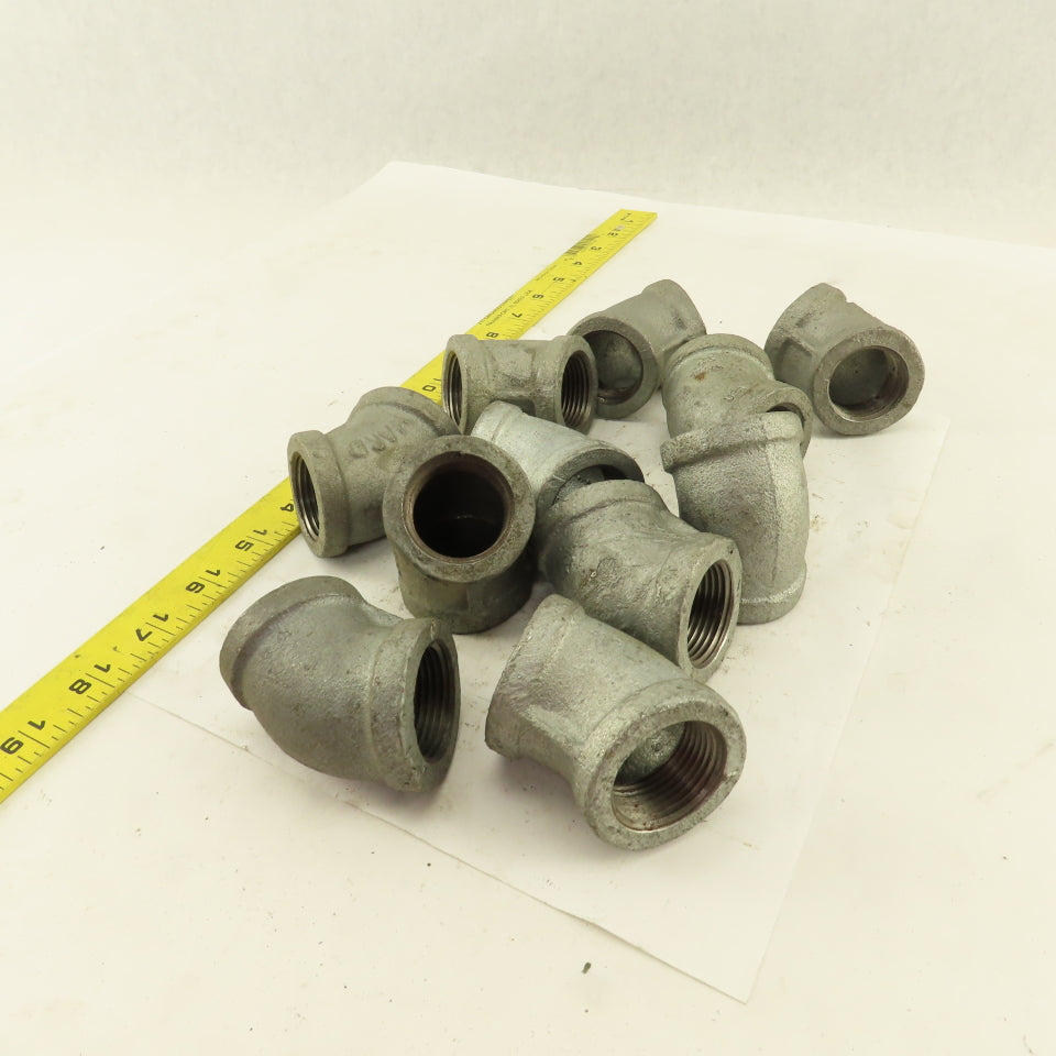 1" NPT 45° Elbow Galvanized Iron Pipe Schedule 40 Lot of 11