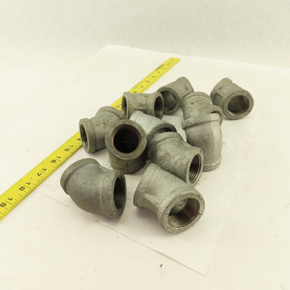 1" NPT 45° Elbow Galvanized Iron Pipe Schedule 40 Lot of 11