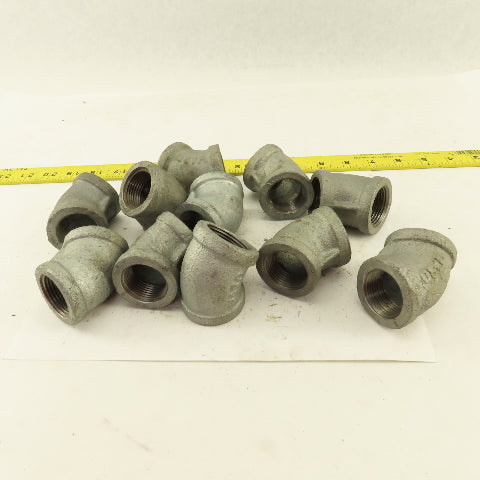 1" NPT 45° Elbow Galvanized Iron Pipe Schedule 40 Lot of 11