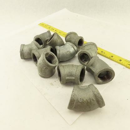 1" NPT 45° Elbow Galvanized Iron Pipe Schedule 40 Lot of 11