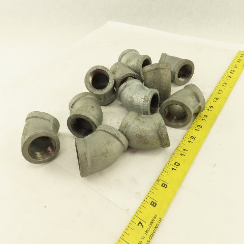 1" NPT 45° Elbow Galvanized Iron Pipe Schedule 40 Lot of 11