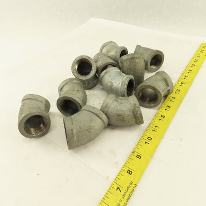 1" NPT 45° Elbow Galvanized Iron Pipe Schedule 40 Lot of 11