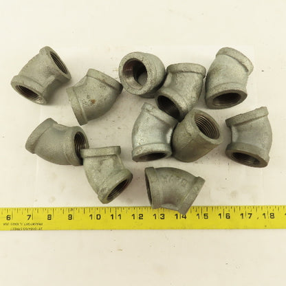 1" NPT 45° Elbow Galvanized Iron Pipe Schedule 40 Lot of 11