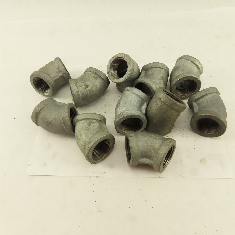 1" NPT 45° Elbow Galvanized Iron Pipe Schedule 40 Lot of 11
