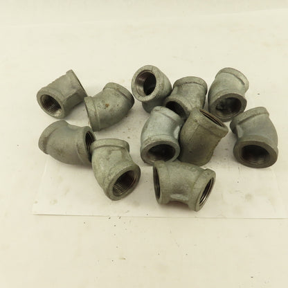 1" NPT 45° Elbow Galvanized Iron Pipe Schedule 40 Lot of 11