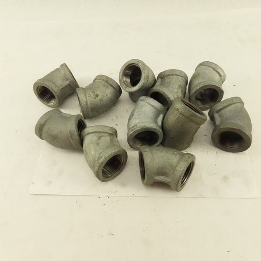 1" NPT 45° Elbow Galvanized Iron Pipe Schedule 40 Lot of 11