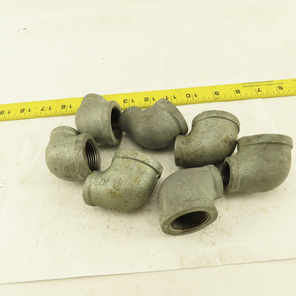 Anvil 1" to 1/2" NPT 90° Reducing Elbow Galvanized Iron Pipe Schedule 40 Lot/7