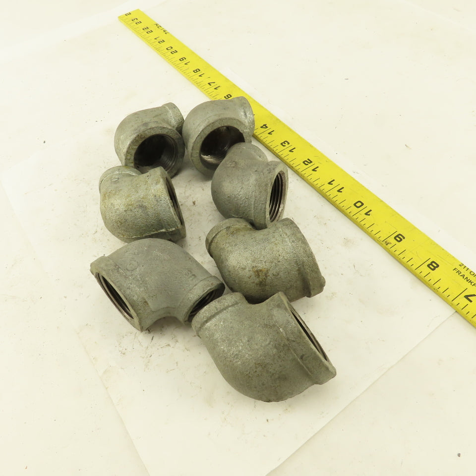 Anvil 1" to 1/2" NPT 90° Reducing Elbow Galvanized Iron Pipe Schedule 40 Lot/7