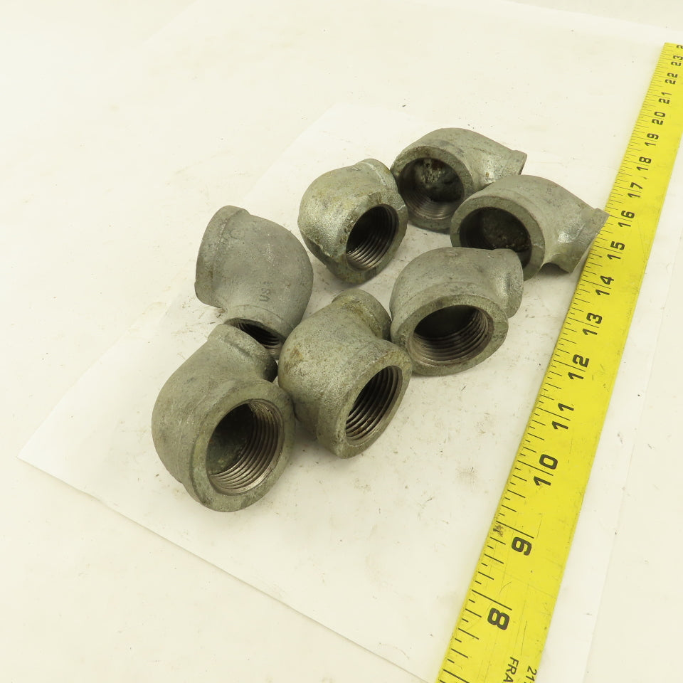 Anvil 1" to 1/2" NPT 90° Reducing Elbow Galvanized Iron Pipe Schedule 40 Lot/7