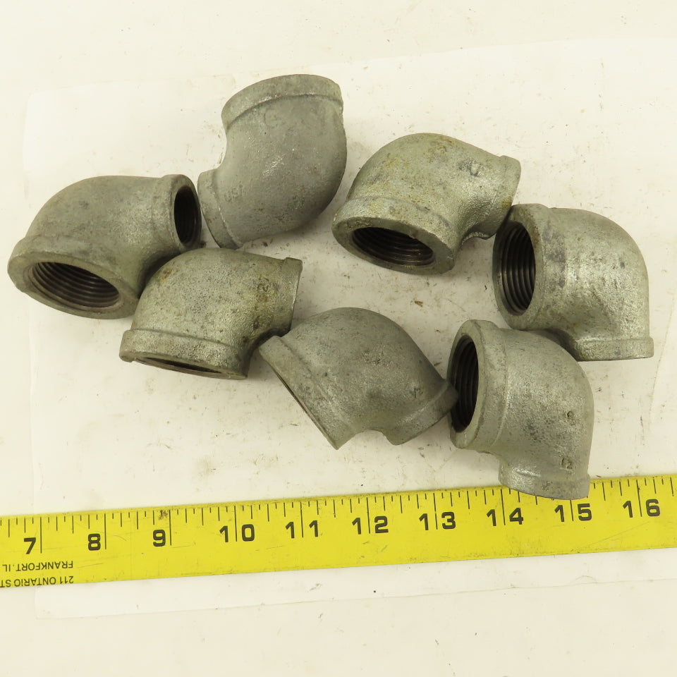 Anvil 1" to 1/2" NPT 90° Reducing Elbow Galvanized Iron Pipe Schedule 40 Lot/7