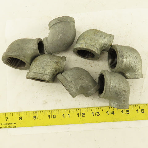 Anvil 1" to 1/2" NPT 90° Reducing Elbow Galvanized Iron Pipe Schedule 40 Lot/7