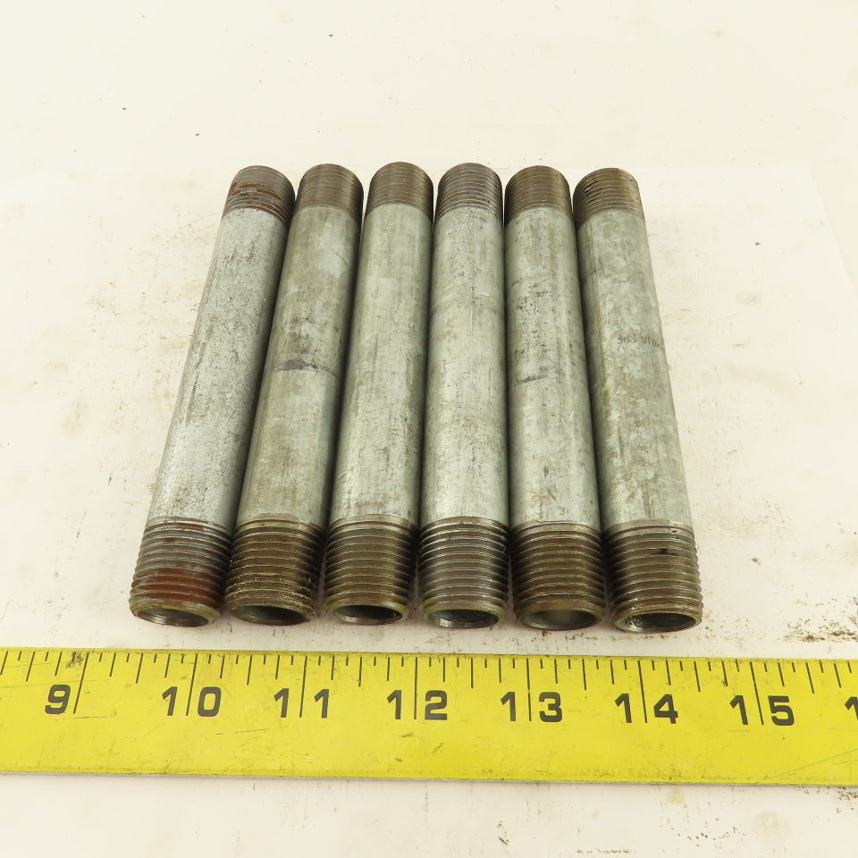 1/2" NPT x 5-1/2" Galvanized Iron Pipe Nipple Fitting Schedule 40 Lot of 6