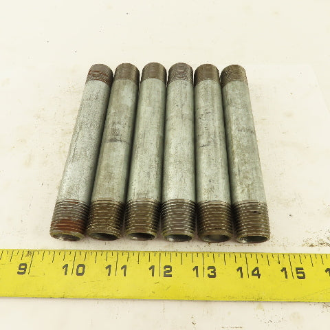 1/2" NPT x 5-1/2" Galvanized Iron Pipe Nipple Fitting Schedule 40 Lot of 6