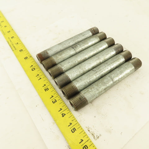 1/2" NPT x 5-1/2" Galvanized Iron Pipe Nipple Fitting Schedule 40 Lot of 6