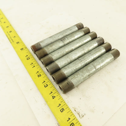 1/2" NPT x 5-1/2" Galvanized Iron Pipe Nipple Fitting Schedule 40 Lot of 6
