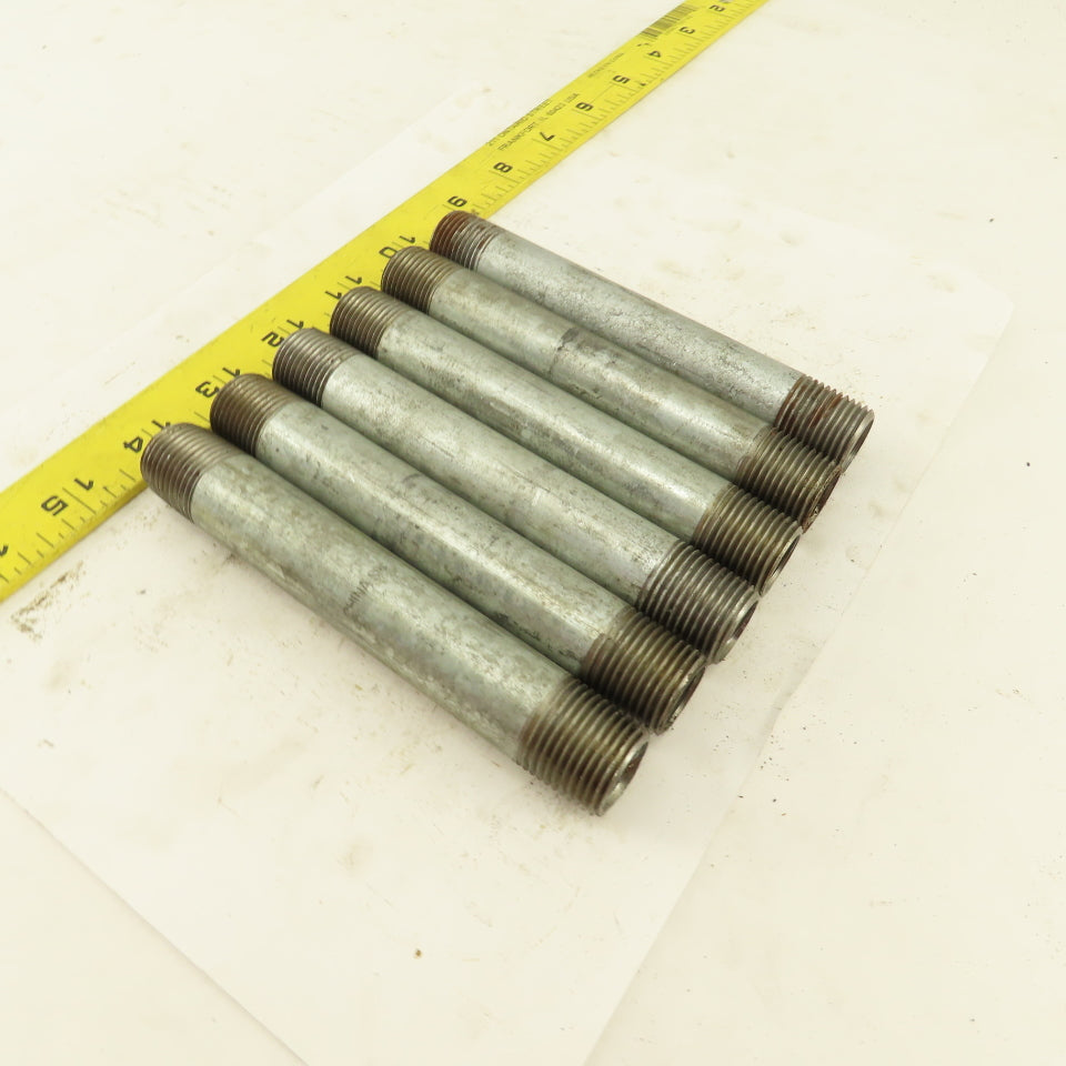 1/2" NPT x 5-1/2" Galvanized Iron Pipe Nipple Fitting Schedule 40 Lot of 6