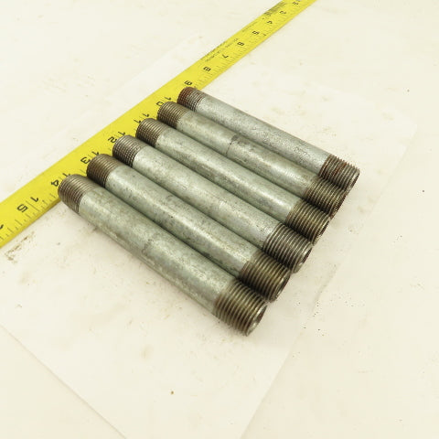 1/2" NPT x 5-1/2" Galvanized Iron Pipe Nipple Fitting Schedule 40 Lot of 6