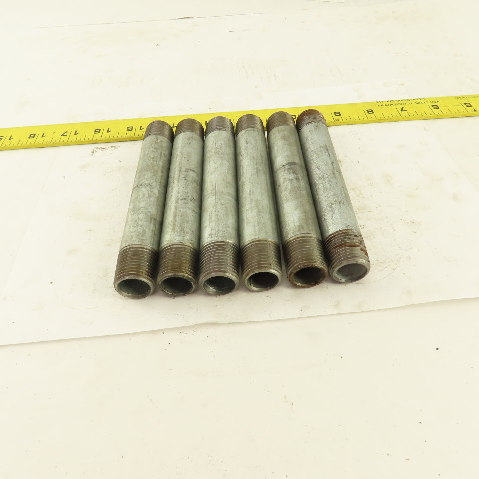 1/2" NPT x 5-1/2" Galvanized Iron Pipe Nipple Fitting Schedule 40 Lot of 6