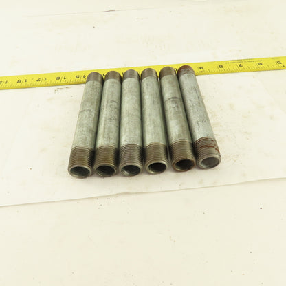 1/2" NPT x 5-1/2" Galvanized Iron Pipe Nipple Fitting Schedule 40 Lot of 6