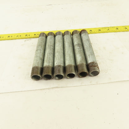 1/2" NPT x 5-1/2" Galvanized Iron Pipe Nipple Fitting Schedule 40 Lot of 6