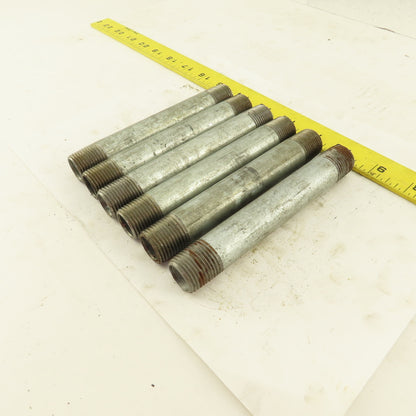 1/2" NPT x 5-1/2" Galvanized Iron Pipe Nipple Fitting Schedule 40 Lot of 6