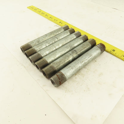 1/2" NPT x 5-1/2" Galvanized Iron Pipe Nipple Fitting Schedule 40 Lot of 6