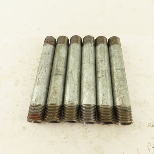 1/2" NPT x 5-1/2" Galvanized Iron Pipe Nipple Fitting Schedule 40 Lot of 6