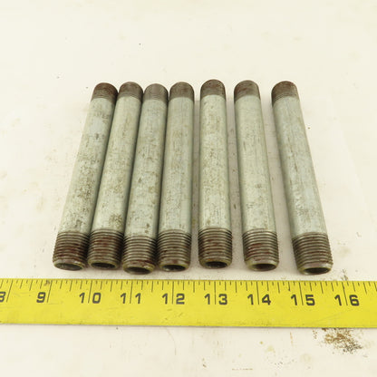 1/2" NPT x 6" Galvanized Iron Pipe Nipple Fitting Schedule 40 Lot of 7